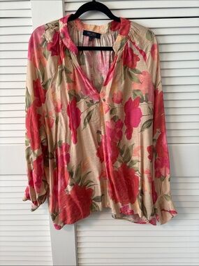 Rachel Pink Floral V-Neck Tunic